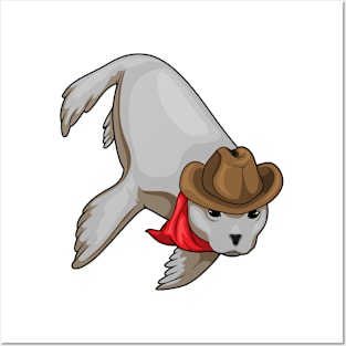 Seal Cowboy Cowboy hat Posters and Art